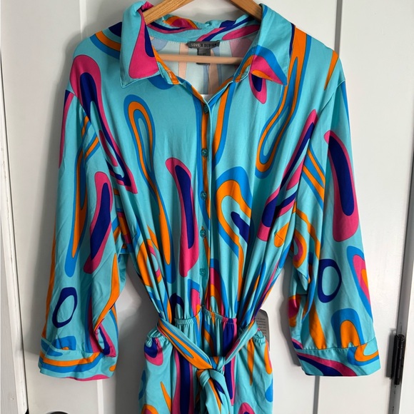 NWT Love X Design Pants Suit Romper 2X Dopamine 70s Kidcore Colorful - Picture 8 of 8